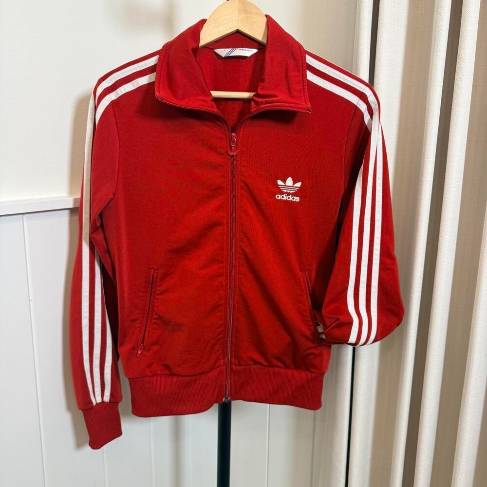 Vintage Adidas Originals Firebird Track Jacket Red Big Logo Trefoil Men Medium